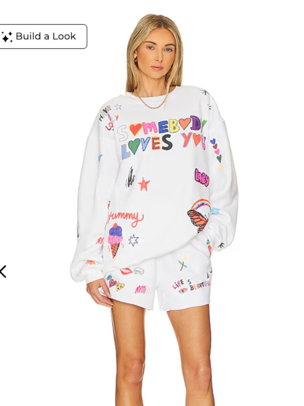 The Mayfair Group White 'Somebody Loves You' Graphic Crewneck Sweater S/M $128